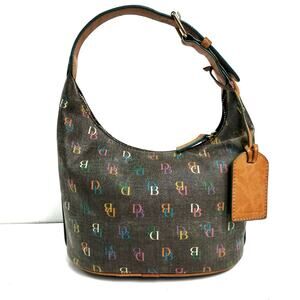 Dooney & Bourke Y2K Multicolor Monogram Crescent Hobo Bucket Bag, Collector Era